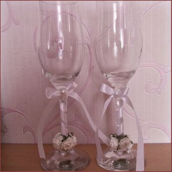 Свадебные бокалы с лилиями из полимерной глины. Мастер класс с пошаговым фото